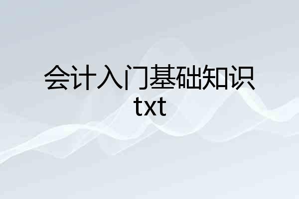 会计入门基础知识txt