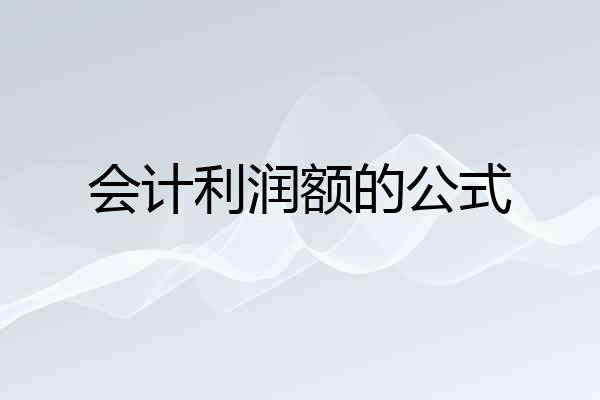 会计利润额的公式