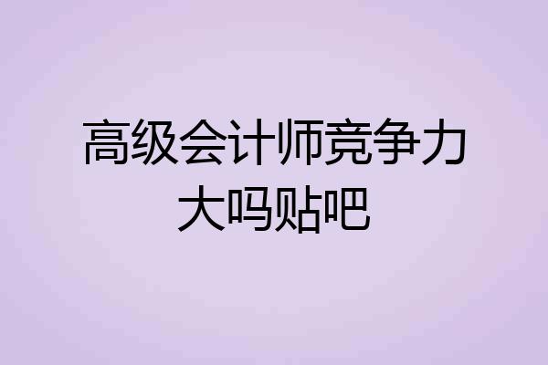 高级会计师竞争力大吗贴吧