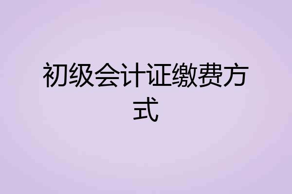 初级会计证缴费方式