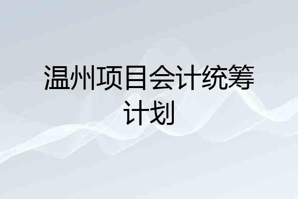 温州项目会计统筹计划