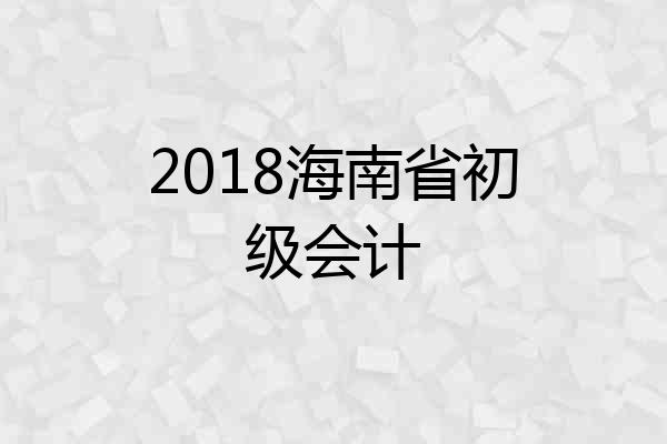 2018海南省初级会计