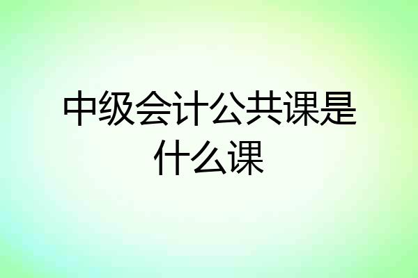 中级会计公共课是什么课