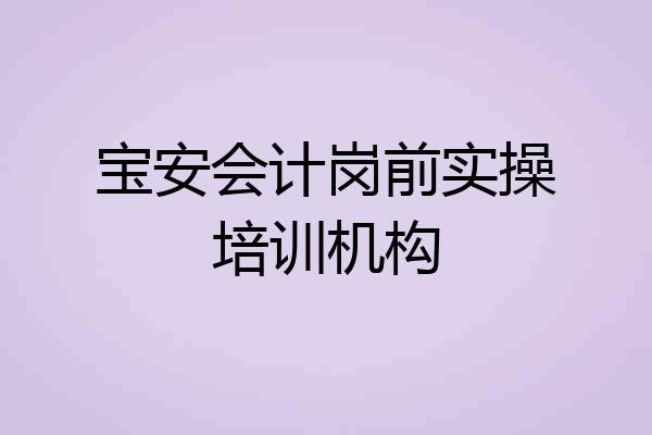 宝安会计岗前实操培训机构