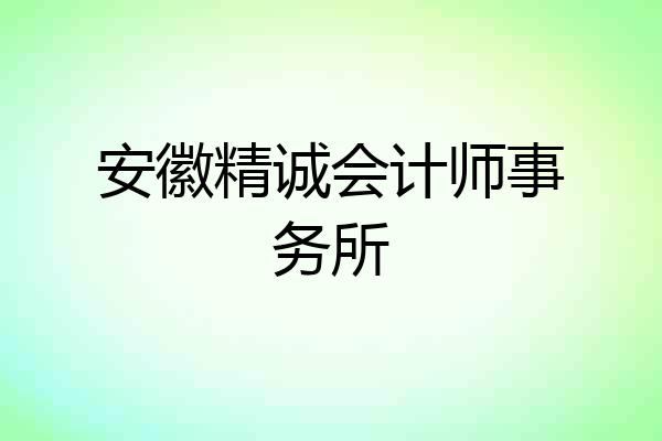 安徽精诚会计师事务所