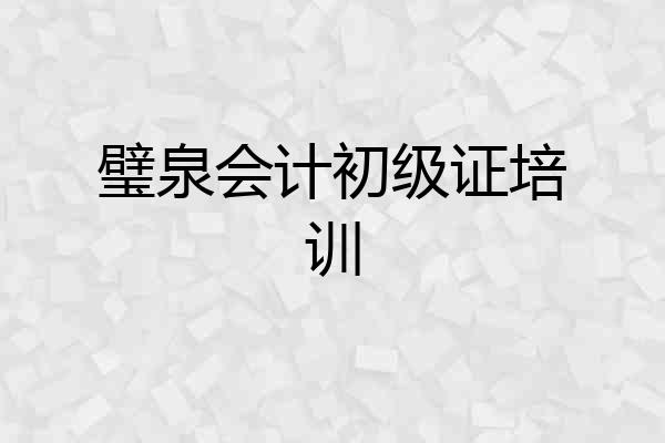 璧泉会计初级证培训