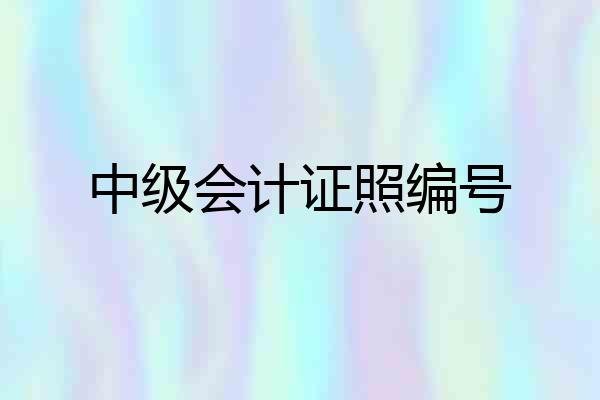 中级会计证照编号