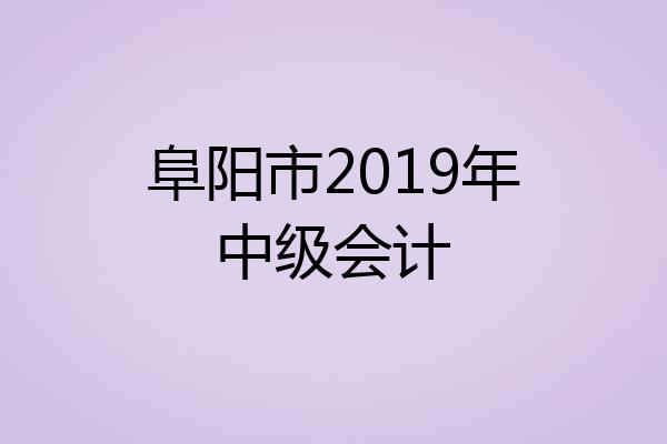 阜阳市2019年中级会计
