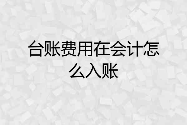 台账费用在会计怎么入账