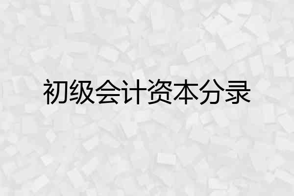 初级会计资本分录