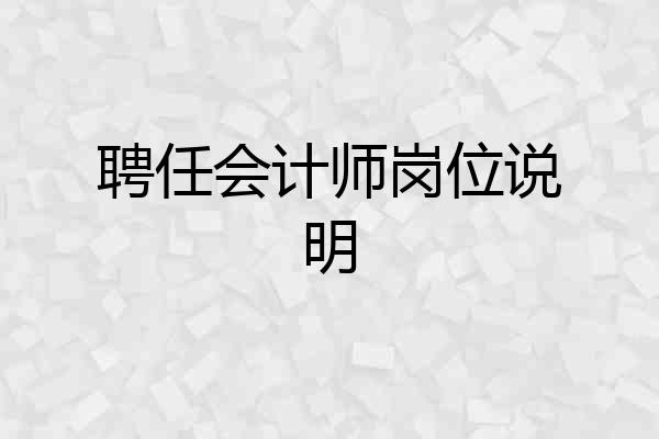 聘任会计师岗位说明