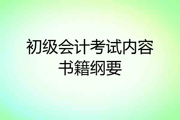 初级会计考试内容书籍纲要