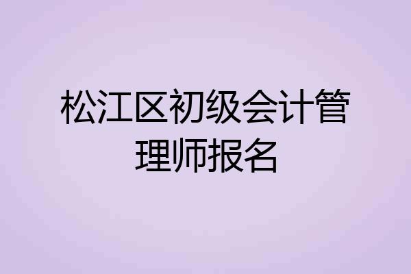 松江区初级会计管理师报名