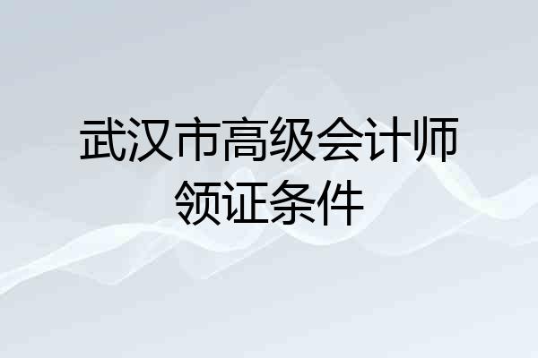 武汉市高级会计师领证条件