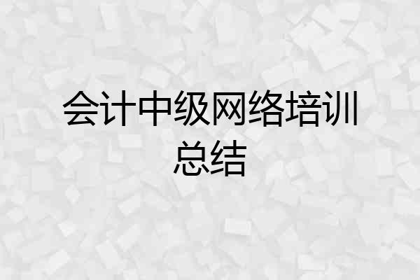 会计中级网络培训总结