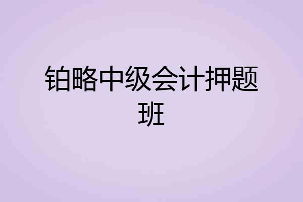 铂略中级会计押题班