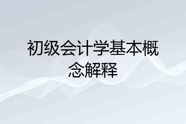 初级会计学基本概念解释