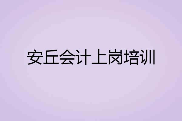 安丘会计上岗培训