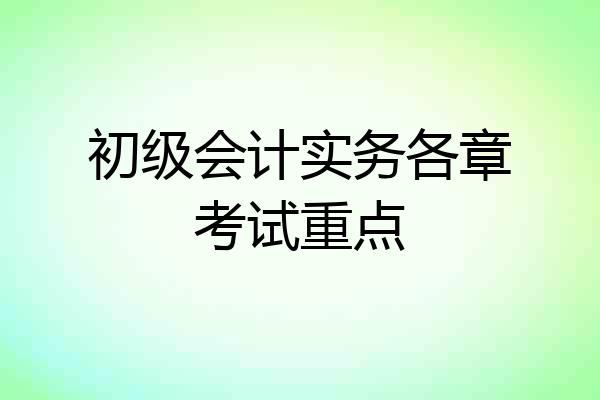 初级会计实务各章考试重点