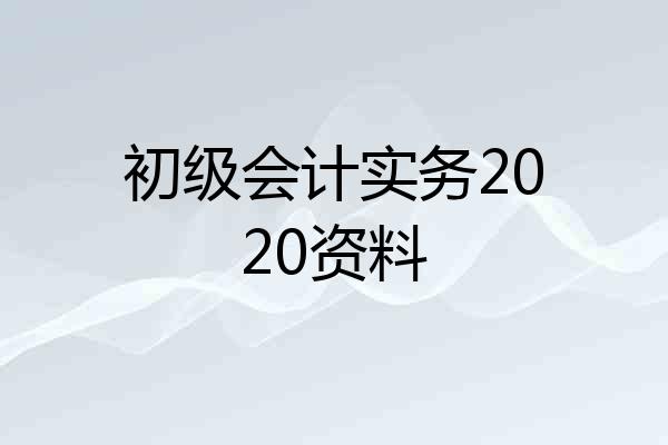 初级会计实务2020资料