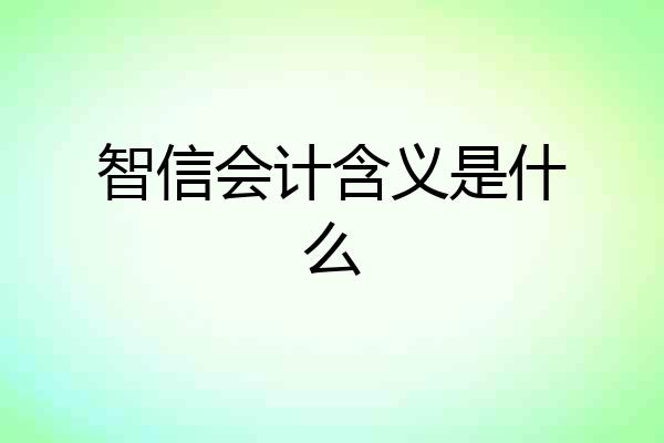 智信会计含义是什么