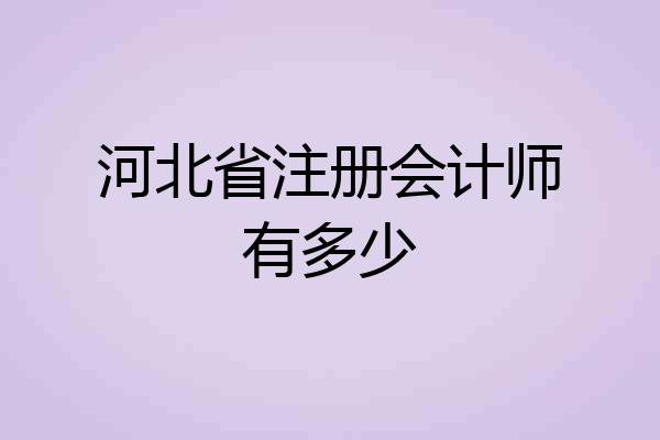 河北省注册会计师有多少