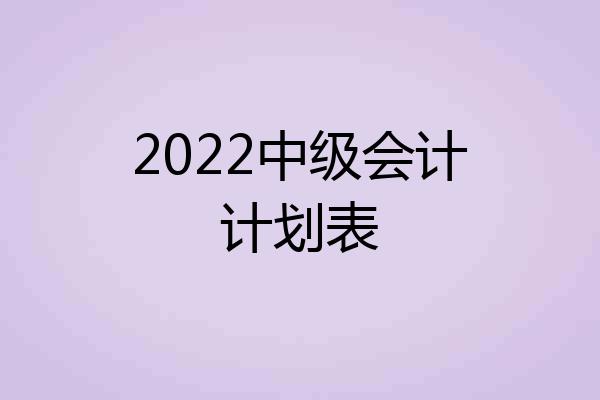 2022中级会计计划表