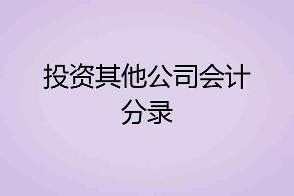 投资其他公司会计分录