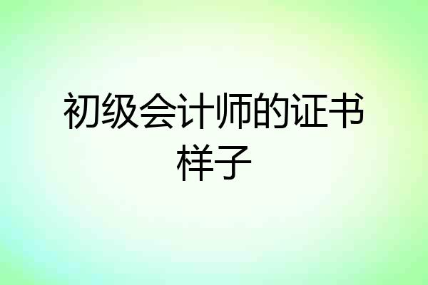 初级会计师的证书样子