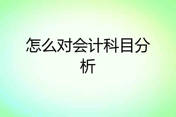 怎么对会计科目分析