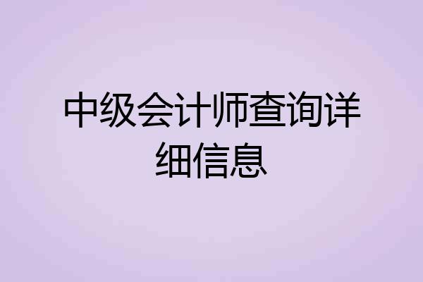 中级会计师查询详细信息