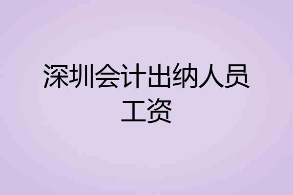 深圳会计出纳人员工资