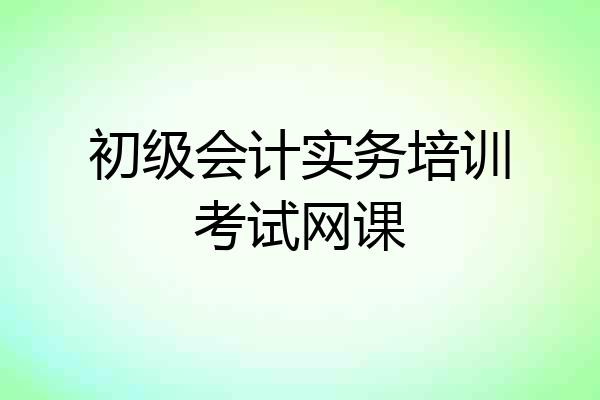 初级会计实务培训考试网课