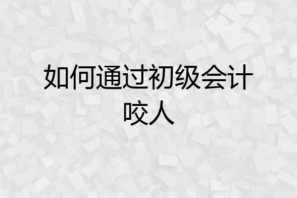如何通过初级会计咬人