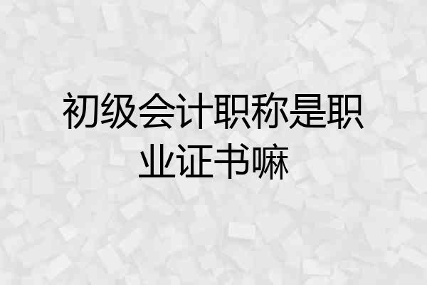 初级会计职称是职业证书嘛
