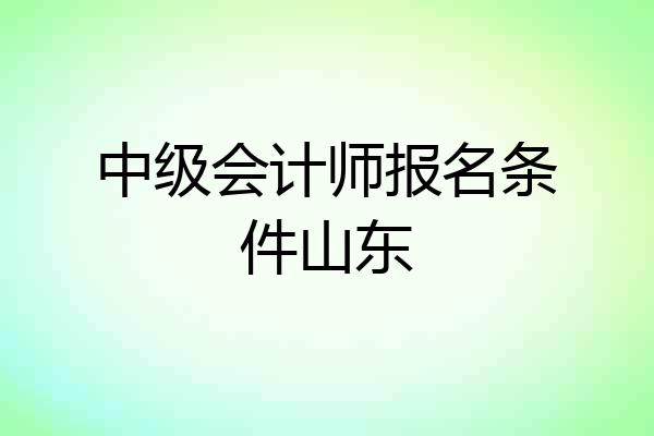 中级会计师报名条件山东