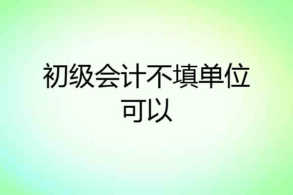 初级会计不填单位可以