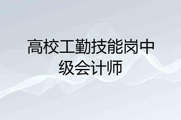 高校工勤技能岗中级会计师