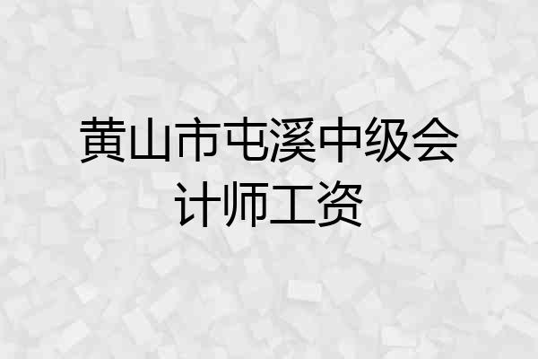 黄山市屯溪中级会计师工资