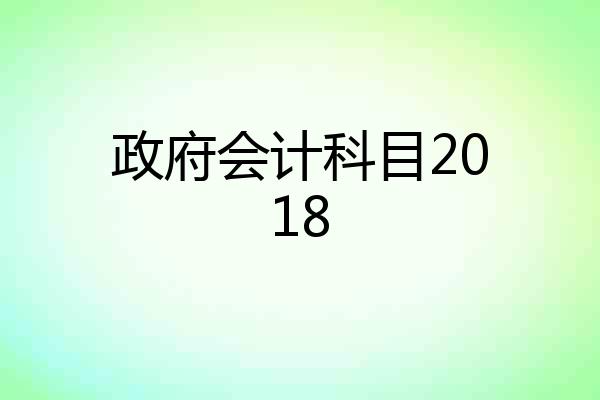 政府会计科目2018