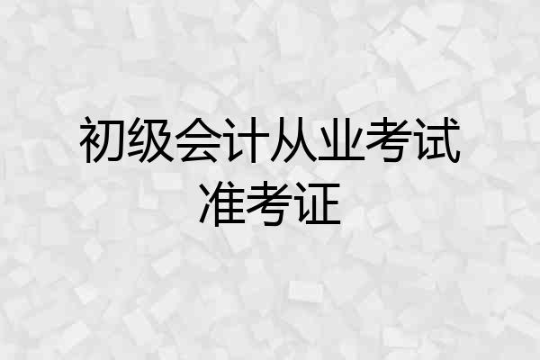 初级会计从业考试准考证