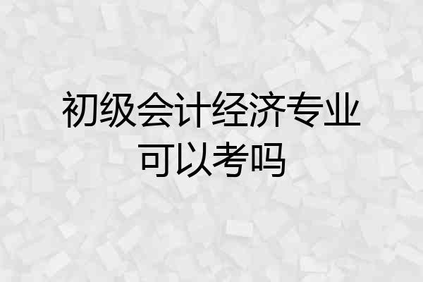 初级会计经济专业可以考吗