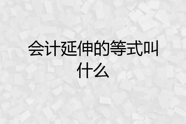 会计延伸的等式叫什么