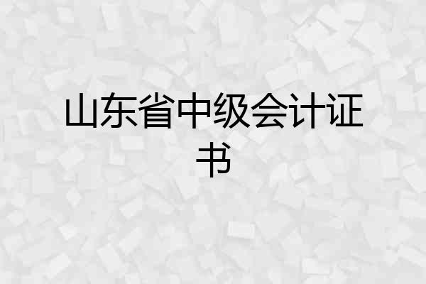 山东省中级会计证书
