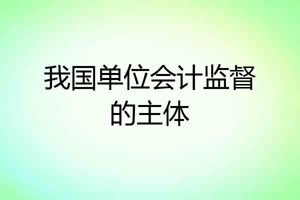 我国单位会计监督的主体