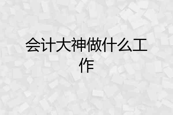 会计大神做什么工作