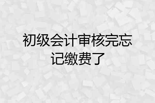 初级会计审核完忘记缴费了