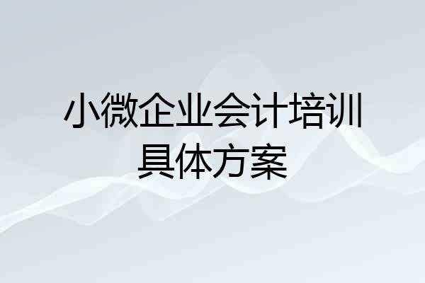 小微企业会计培训具体方案
