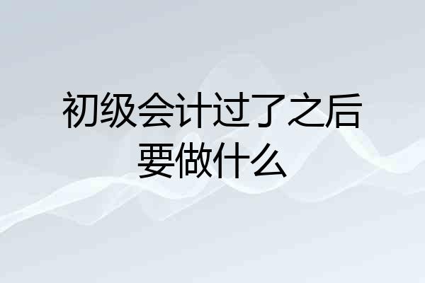 初级会计过了之后要做什么