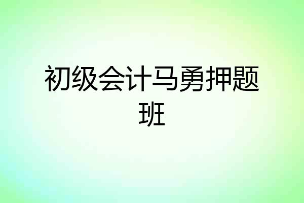 初级会计马勇押题班